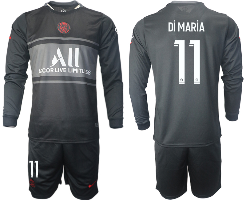 Men 2021-2022 Club Paris St German Second away black Long Sleeve #11 Soccer Jersey